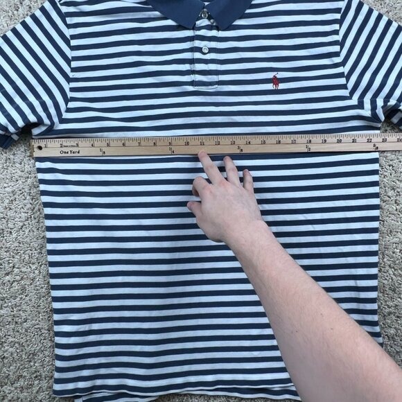 Polo Ralph Lauren Polo Shirt Men's XL Blue White Striped Pony Logo Short Sleeve - Picture 9 of 12